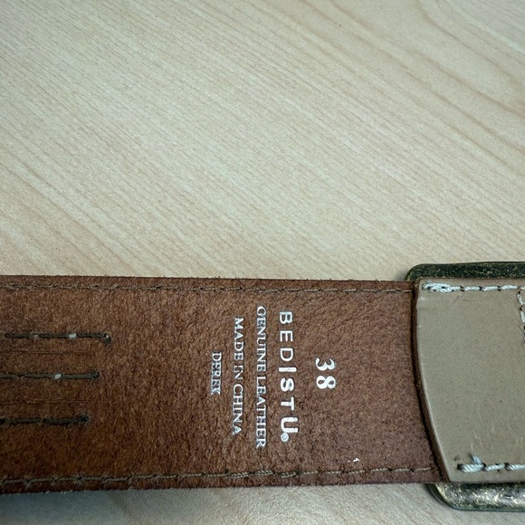 Bed Stu NWT size 38 it’s unisex Tan Leather Belt with Brass Buckle - Picture 8 of 14